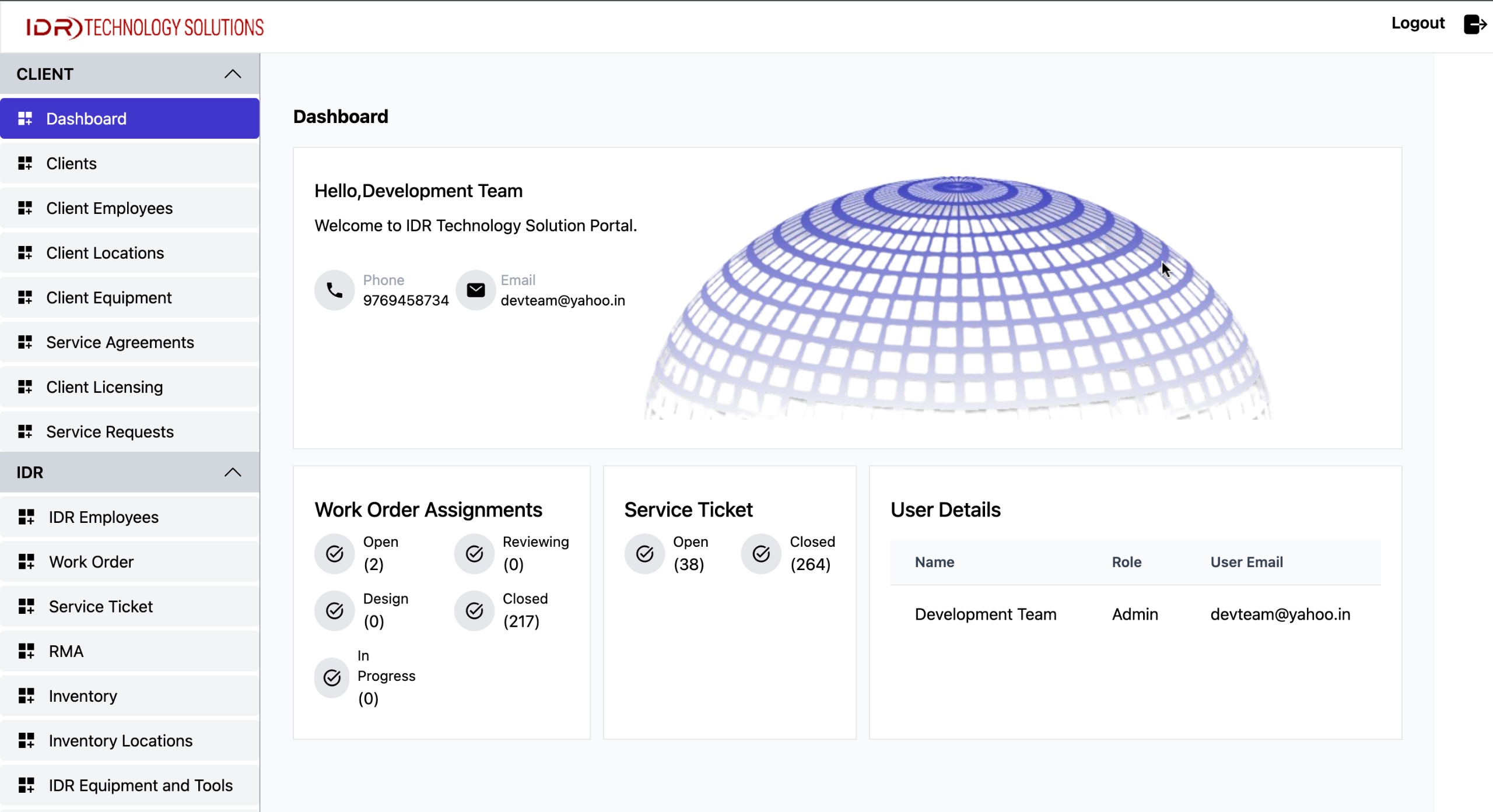IDR Portal Dashboard