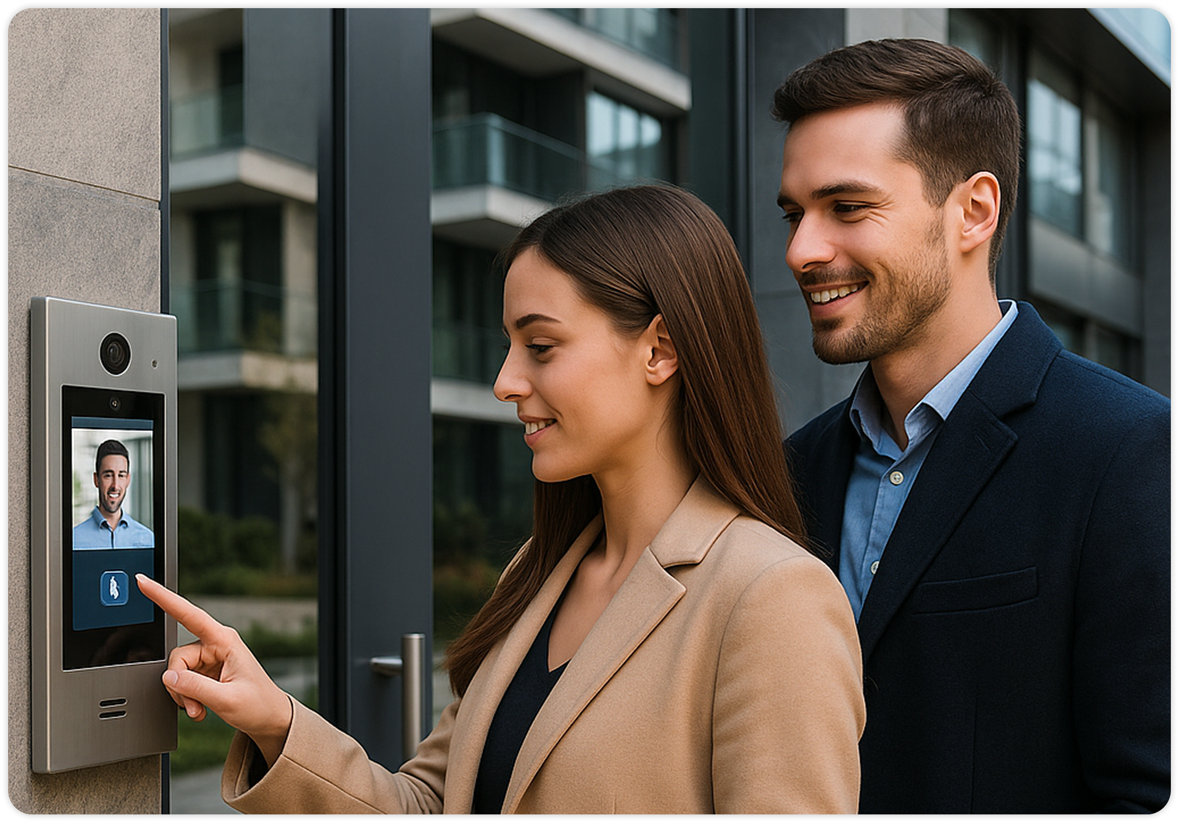 Modern multifamily building with smart intercom system